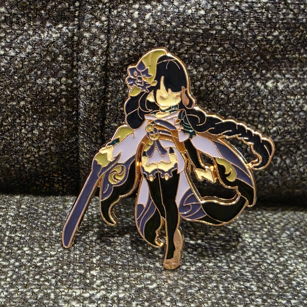 Elegant Enamel Pin with Gold Accents